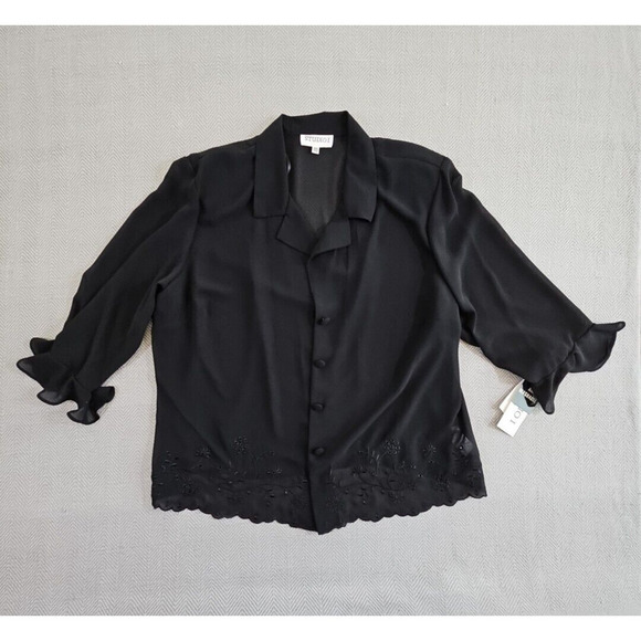 Studio I - Maxi Length 2 Piece Black Dress with Button Up Blouse Size 20W - Picture 2 of 16